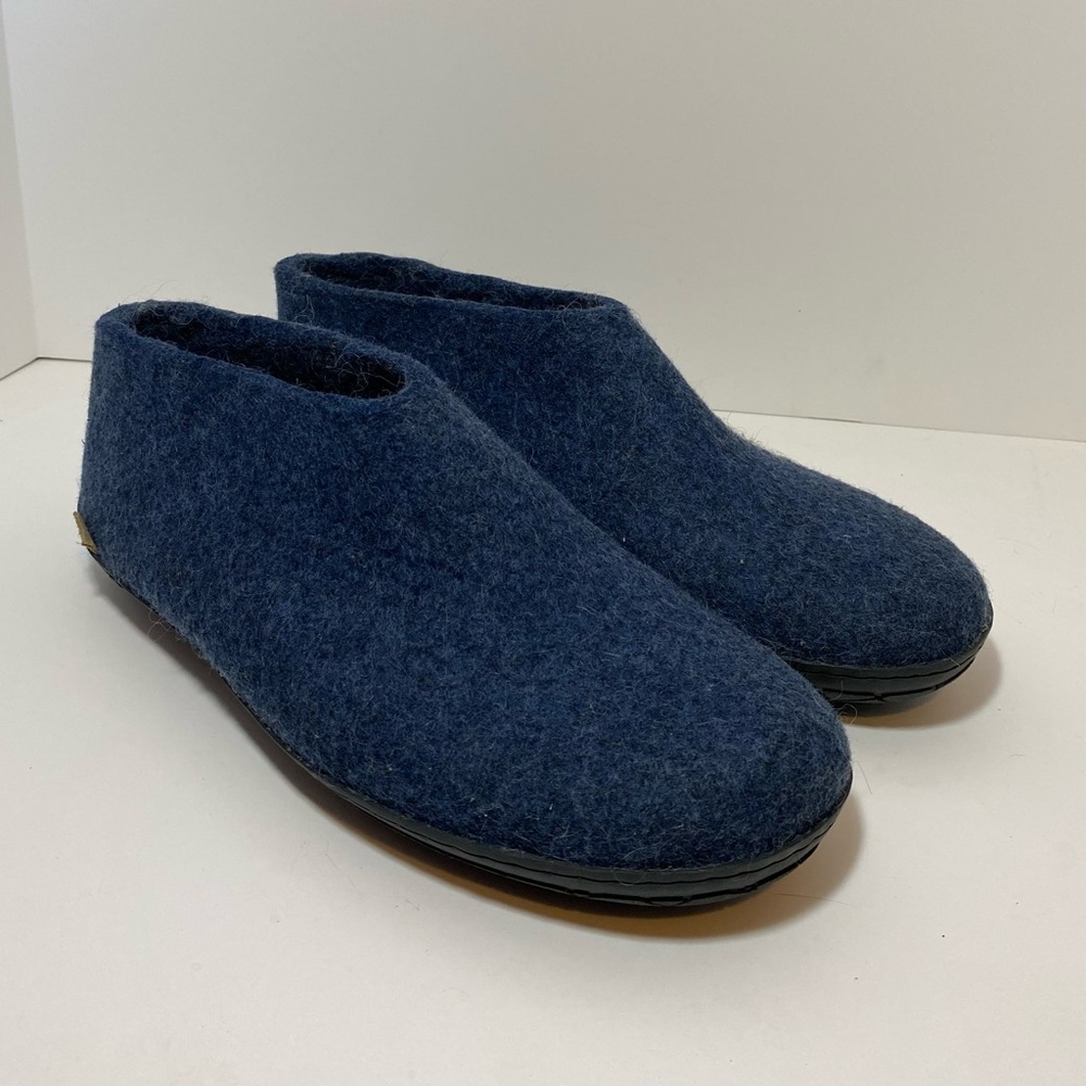 Glerrups Blue Gray Wool Felt Slippers Rubber Sole Mens 16 EU 51